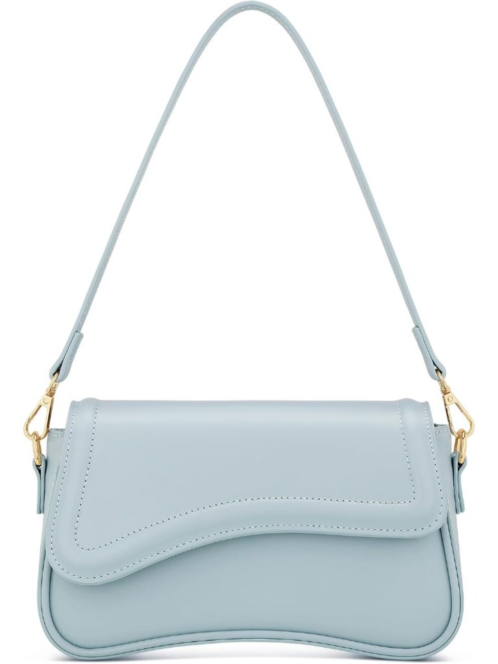 Women's Light Blue Mini Hobo Shoulder Bag Crossbody Purse Detachable Strap